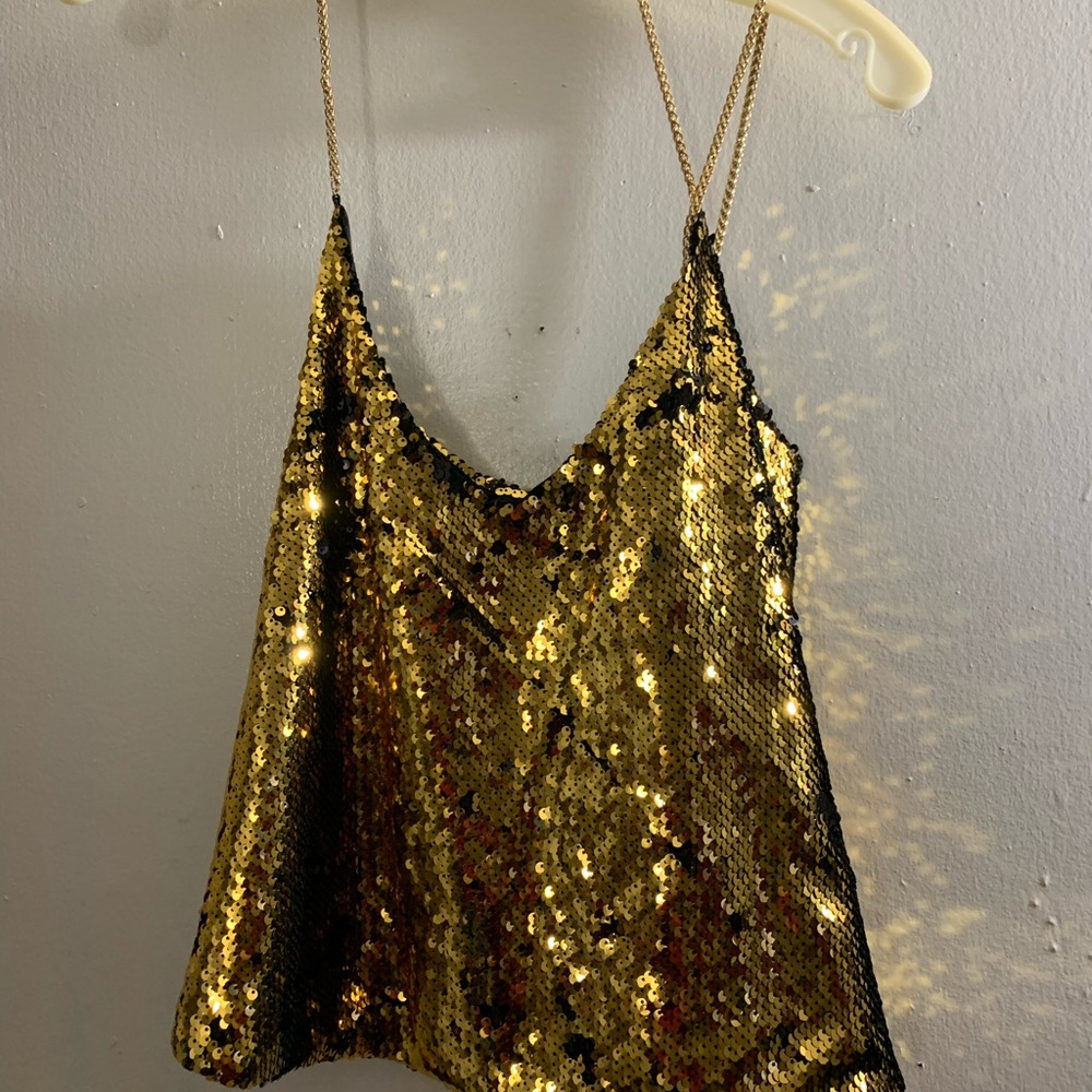 Gold sequins crop top